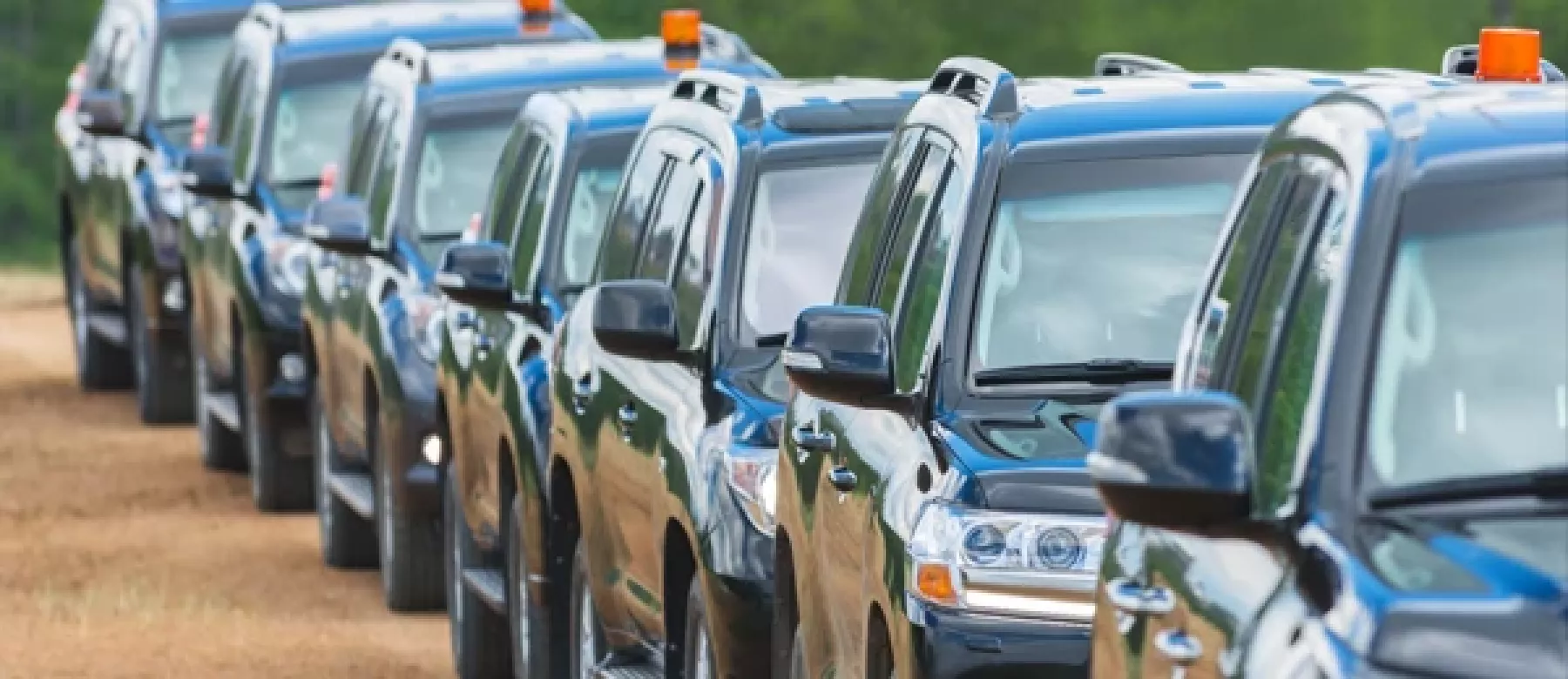 A row of black cars