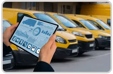 Person holding an iPad with a route optimization app on the screen